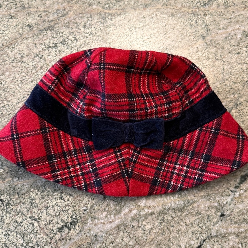 Janie and Jack Red Plaid Kids Hat with Bow